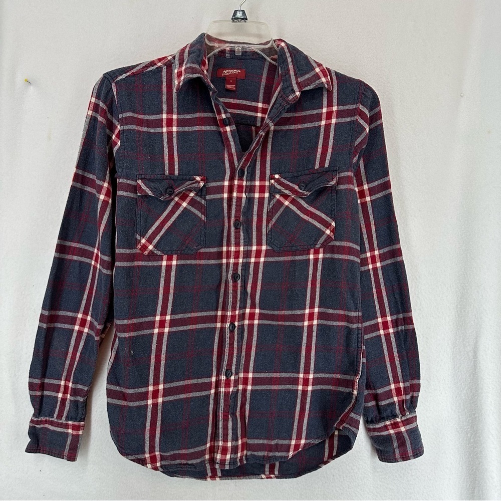 Arizona Jean Co Long Sleeve Plaid Flannel Women’s Small Blue
